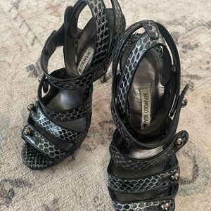 Manolo Blahnik Black Strappy Heels